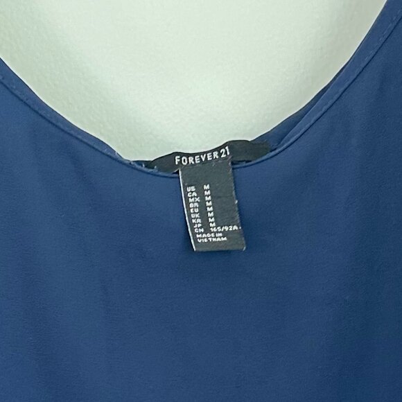 Forever 21 Navy Sheer Long Sleeve Blouse M – Classic Scoop Neck - Picture 5 of 6